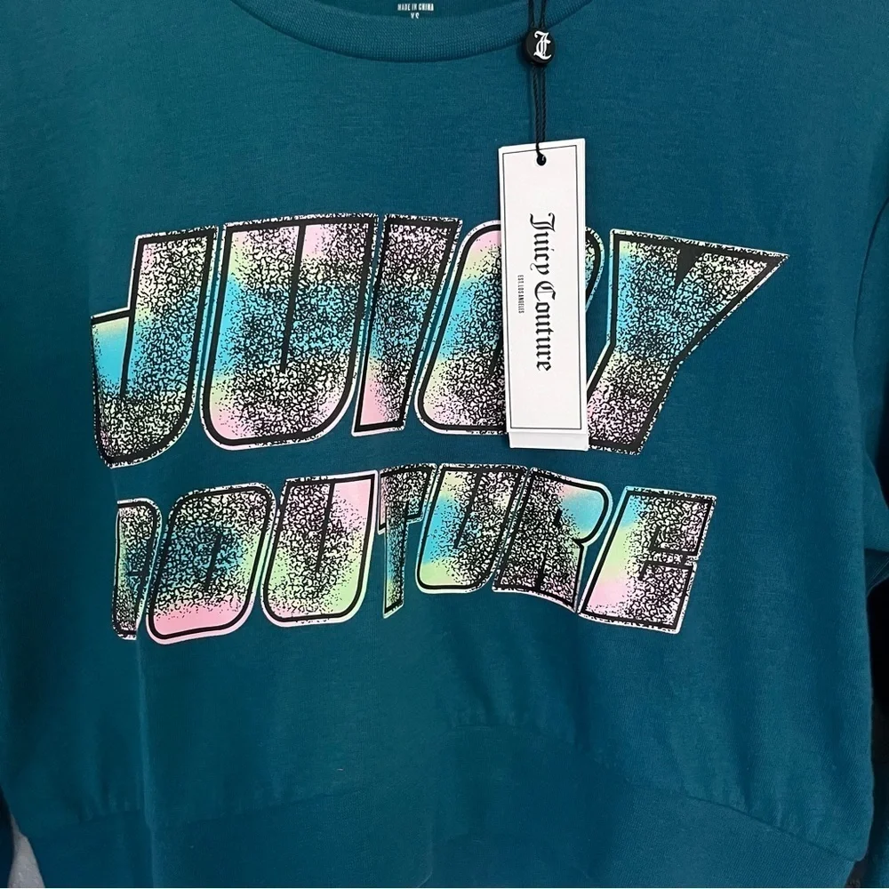 Juicy Couture Saphire Wave Long Sleeve Crop Top Women’s Size XS